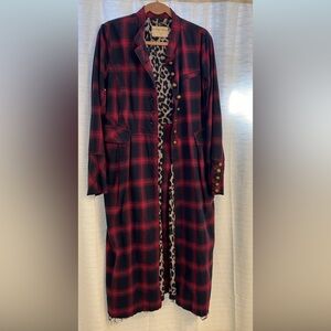 Free People Plaid Odessa Duster w/Brass Buttons